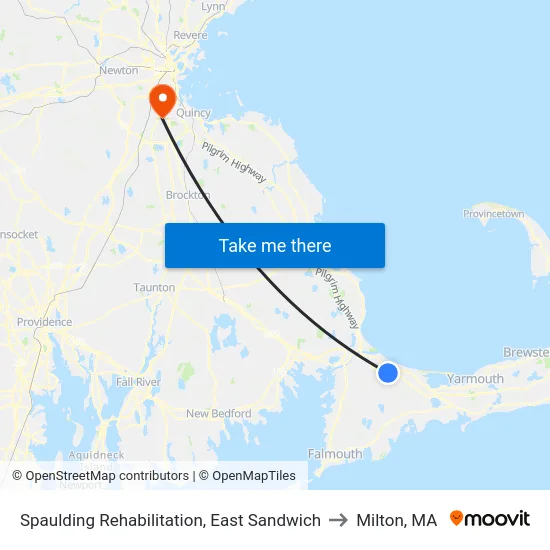 Spaulding Rehabilitation, East Sandwich to Milton, MA map
