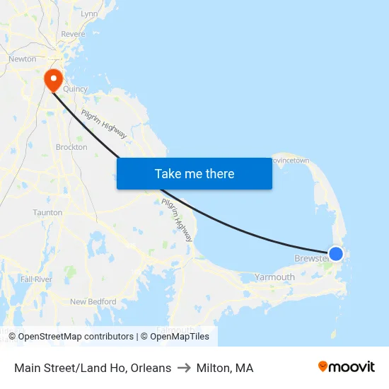 Main Street/Land Ho, Orleans to Milton, MA map