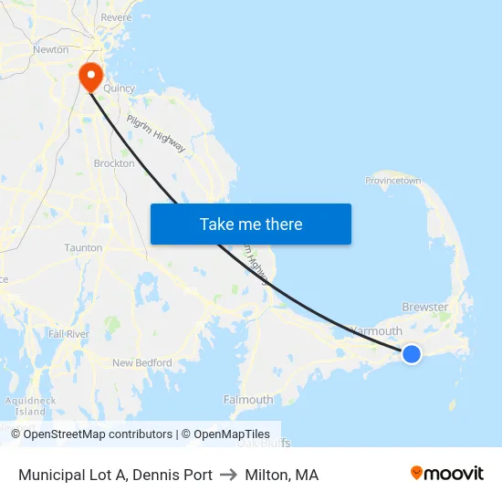 Municipal Lot A, Dennis Port to Milton, MA map