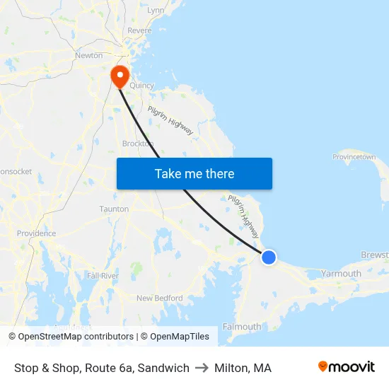 Stop & Shop, Route 6a, Sandwich to Milton, MA map