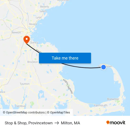 Stop & Shop, Provincetown to Milton, MA map