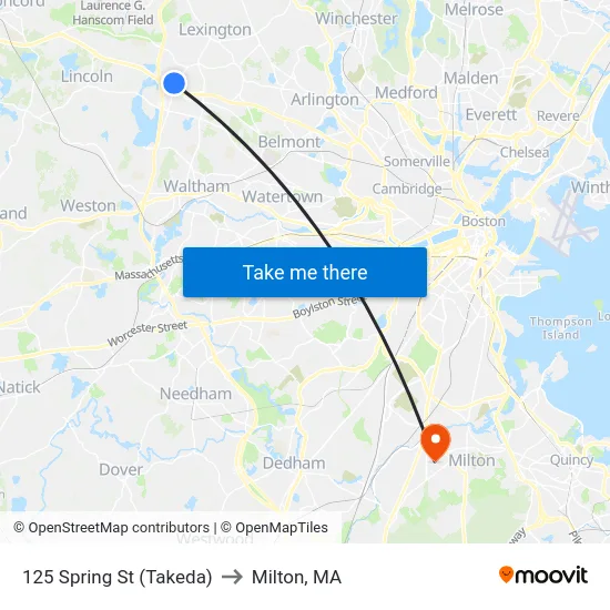 125 Spring St  (Takeda) to Milton, MA map