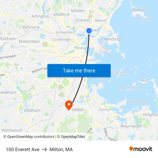 100 Everett Ave to Milton, MA map