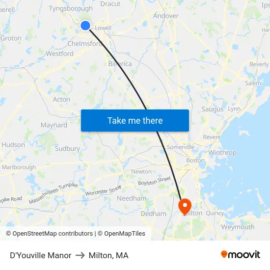 D'Youville Manor to Milton, MA map
