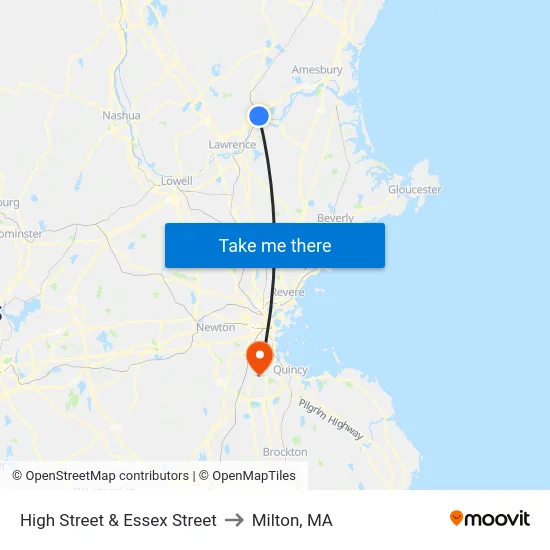 High Street & Essex Street to Milton, MA map