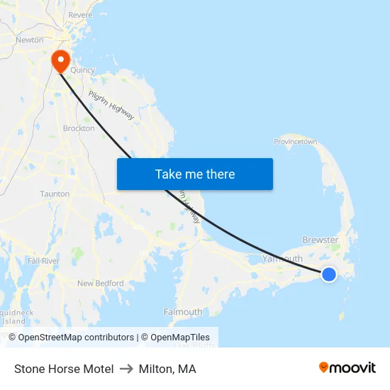 Stone Horse Motel to Milton, MA map