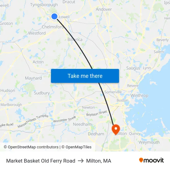 Market Basket Old Ferry Road to Milton, MA map