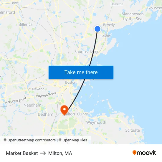 Market Basket to Milton, MA map