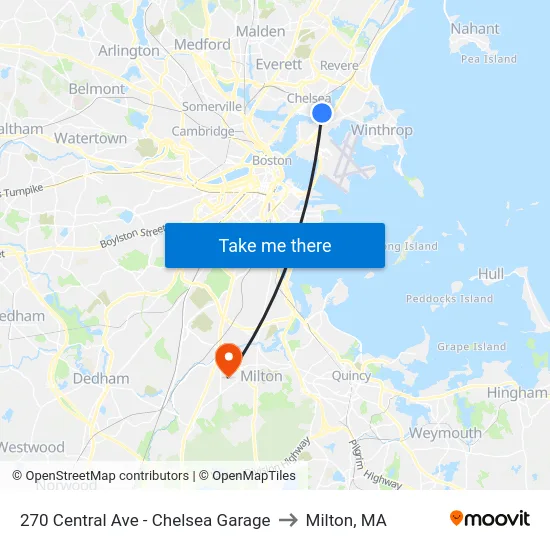 270 Central Ave - Chelsea Garage to Milton, MA map