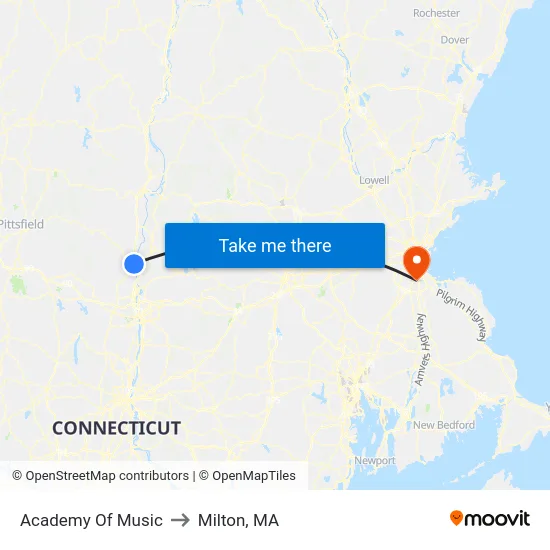 Academy Of Music to Milton, MA map