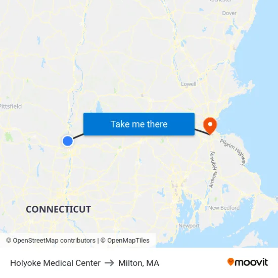 Holyoke Medical Center to Milton, MA map