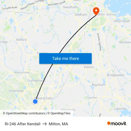Ri-246 After Kendall to Milton, MA map