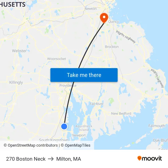 270 Boston Neck to Milton, MA map
