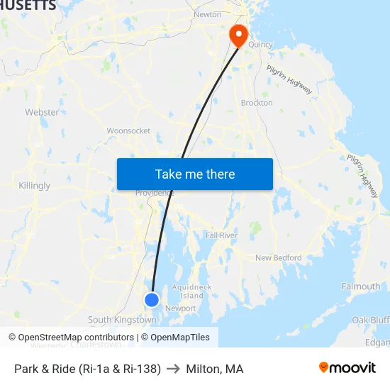Park & Ride (Ri-1a & Ri-138) to Milton, MA map