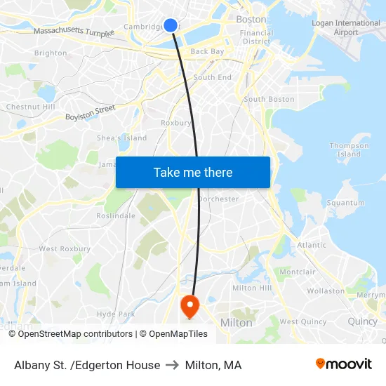 Albany St. /Edgerton House to Milton, MA map