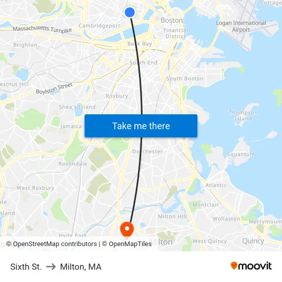 Sixth St. to Milton, MA map