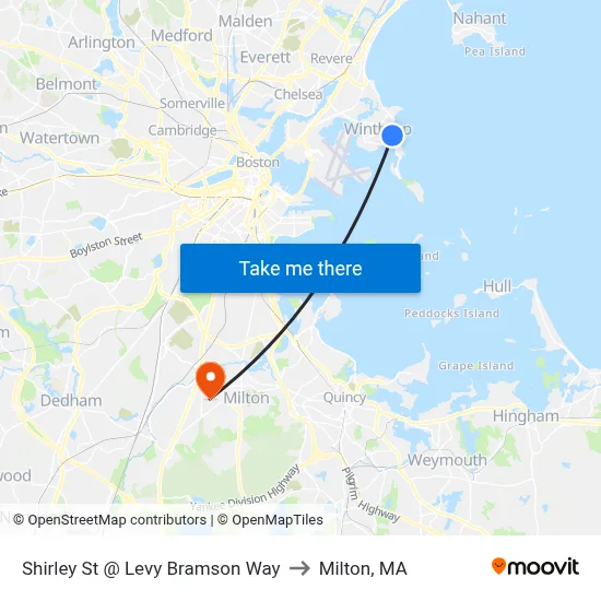 Shirley St @ Levy Bramson Way to Milton, MA map