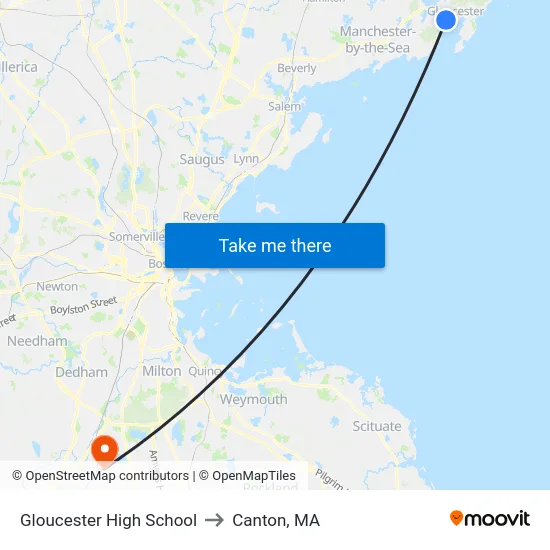 Gloucester High School to Canton, MA map