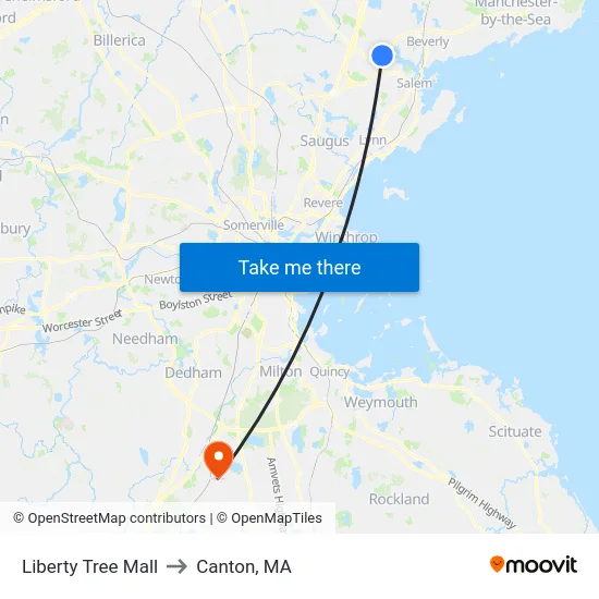 Liberty Tree Mall to Canton, MA map