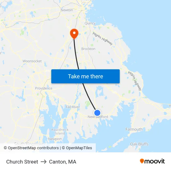 Church Street to Canton, MA map