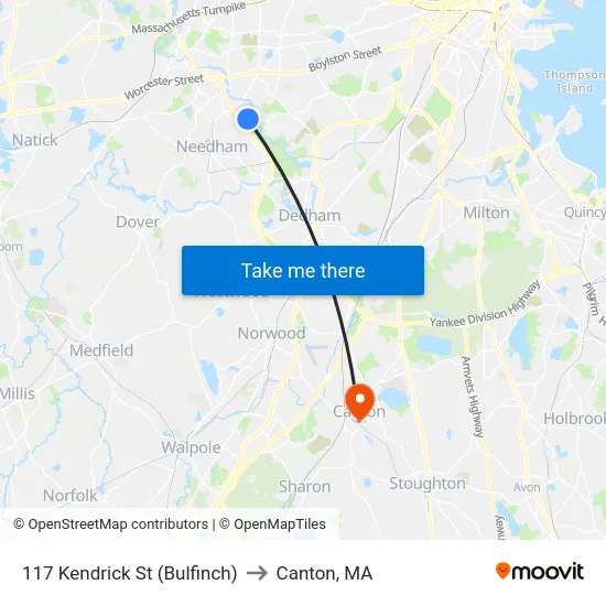 117 Kendrick St  (Bulfinch) to Canton, MA map