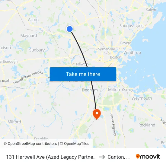131 Hartwell Ave  (Azad Legacy Partners) to Canton, MA map