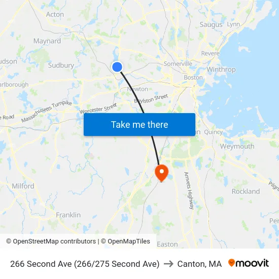 266 Second Ave (266/275 Second Ave) to Canton, MA map