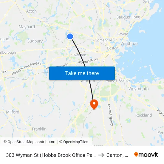 303 Wyman St  (Hobbs Brook Office Park) to Canton, MA map