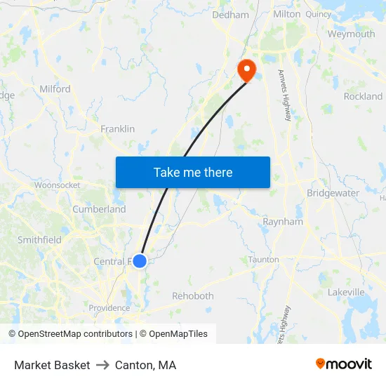 Market Basket to Canton, MA map