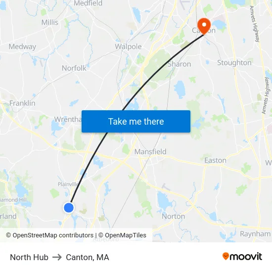 North Hub to Canton, MA map