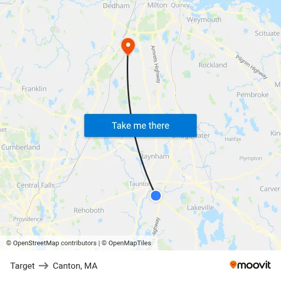 Target to Canton, MA map