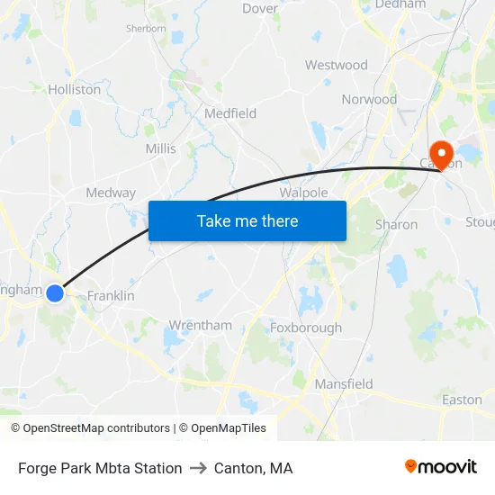 Forge Park Mbta Station to Canton, MA map