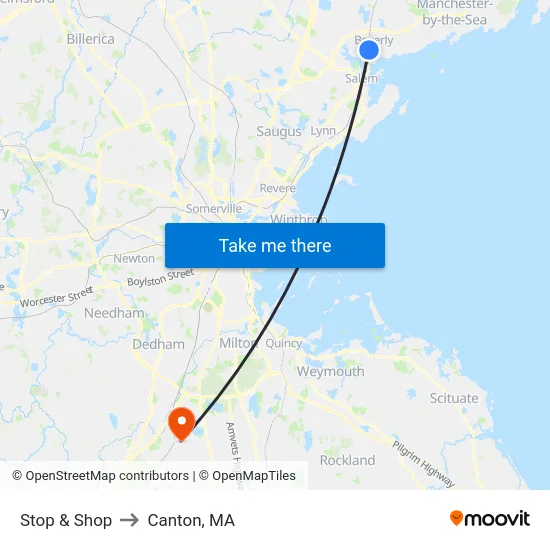 Stop & Shop to Canton, MA map