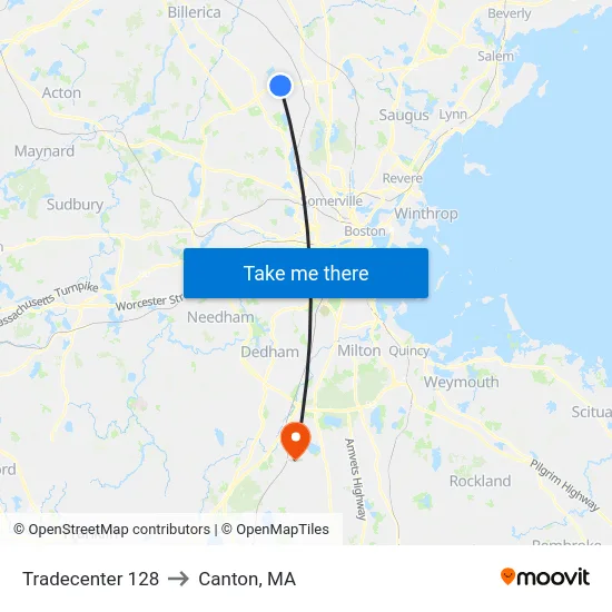 Tradecenter 128 to Canton, MA map
