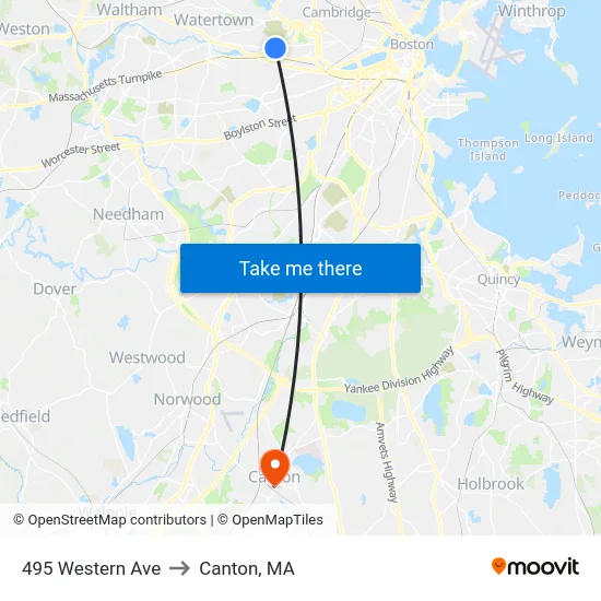 495 Western Ave to Canton, MA map