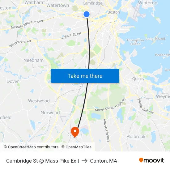 Cambridge St @ Mass Pike Exit to Canton, MA map