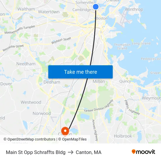 Main St Opp Schraffts Bldg to Canton, MA map