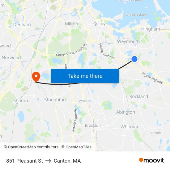 851 Pleasant St to Canton, MA map