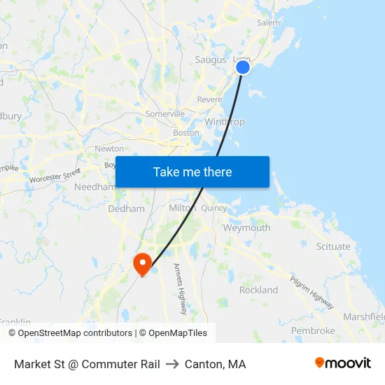 Market St @ Commuter Rail to Canton, MA map