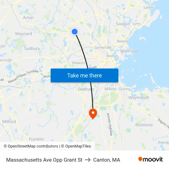Massachusetts Ave Opp Grant St to Canton, MA map