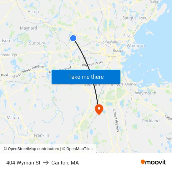 404 Wyman St to Canton, MA map