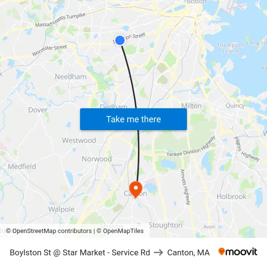 Boylston St @ Star Market - Service Rd to Canton, MA map