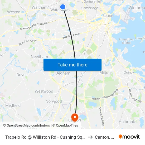 Trapelo Rd @ Williston Rd - Cushing Square to Canton, MA map