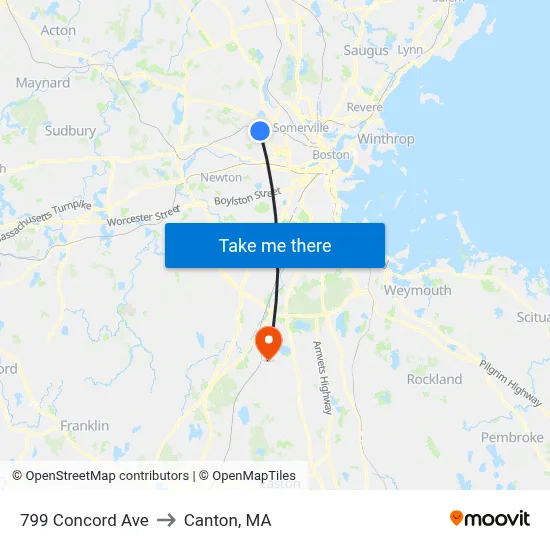 799 Concord Ave to Canton, MA map