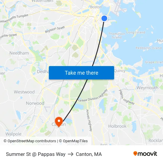 Summer St @ Pappas Way to Canton, MA map