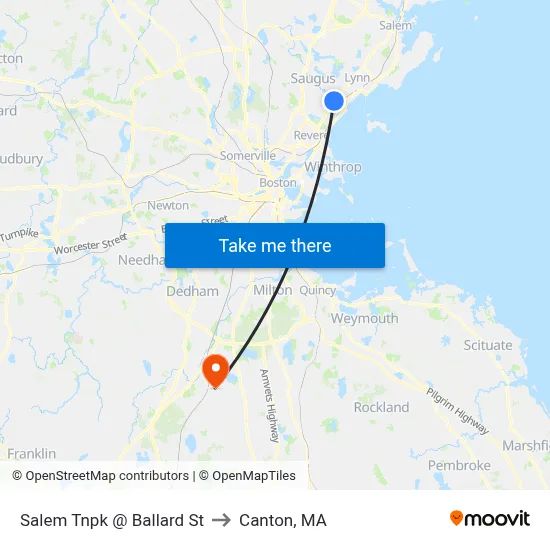 Salem Tnpk @ Ballard St to Canton, MA map