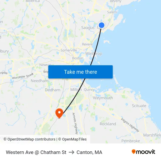 Western Ave @ Chatham St to Canton, MA map