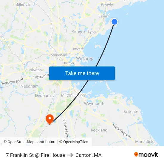7 Franklin St @ Fire House to Canton, MA map