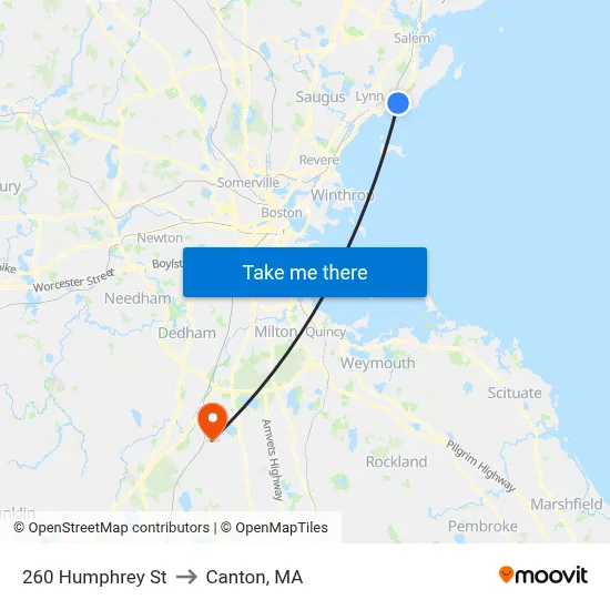 260 Humphrey St to Canton, MA map