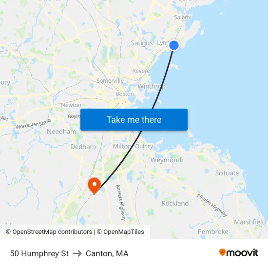 50 Humphrey St to Canton, MA map